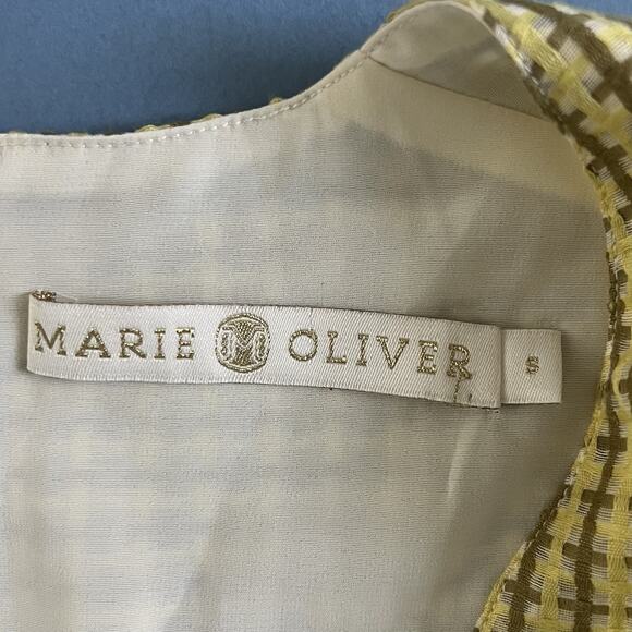 Marie Oliver Simone Lemongrass Yellow Plaid Cut Out Silk Blend Midi Dress - Picture 6 of 6